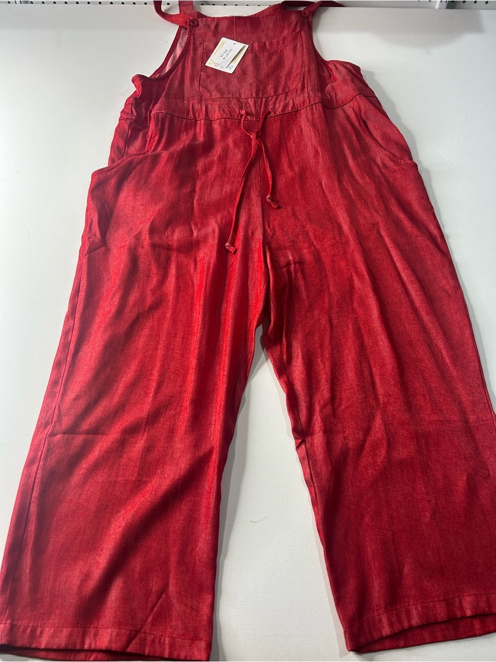 LuLaRoe Medium Red Wide-Leg Jumpsuit